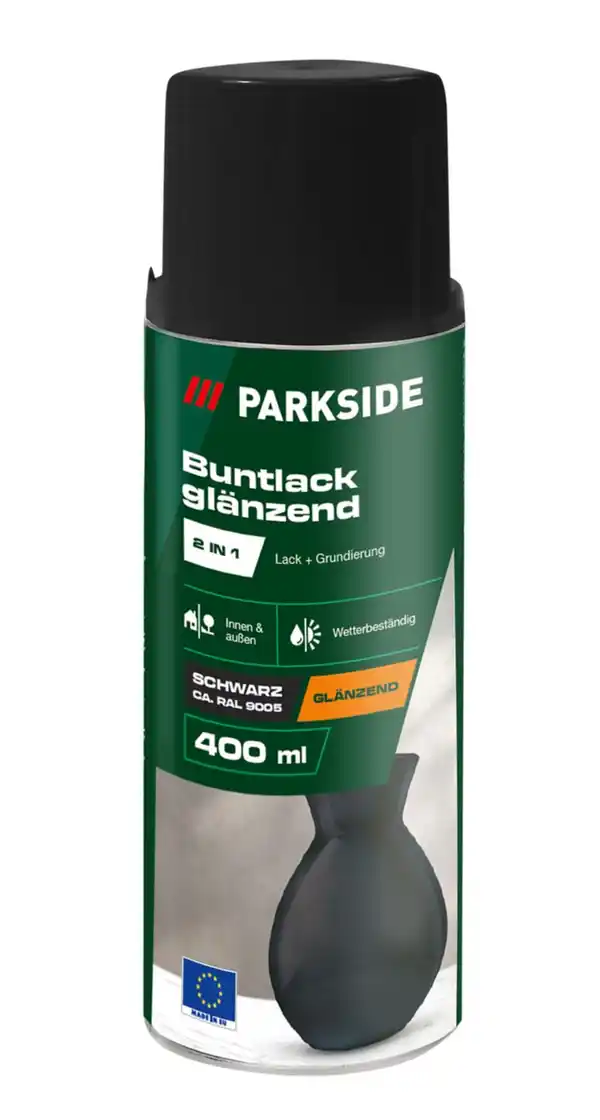 Bild 1 von PARKSIDE® Buntlack Schwarz glänzend, 400-ml-Sprühdose