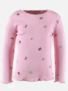 Mädchen Longsleeve mit Schmetterlingen Rosa