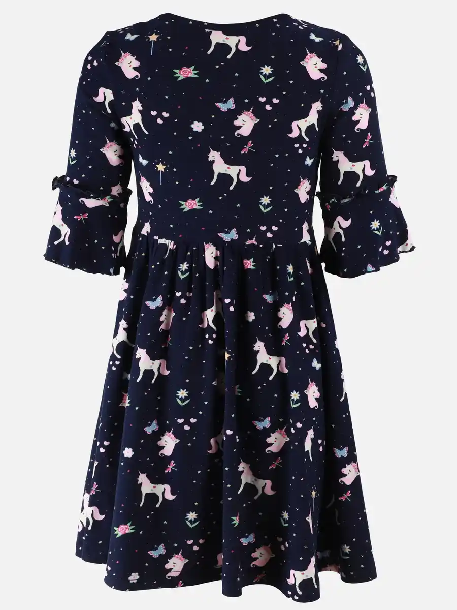 Bild 2 von Mädchen Kleid mit Volants im Minimalprint Marine