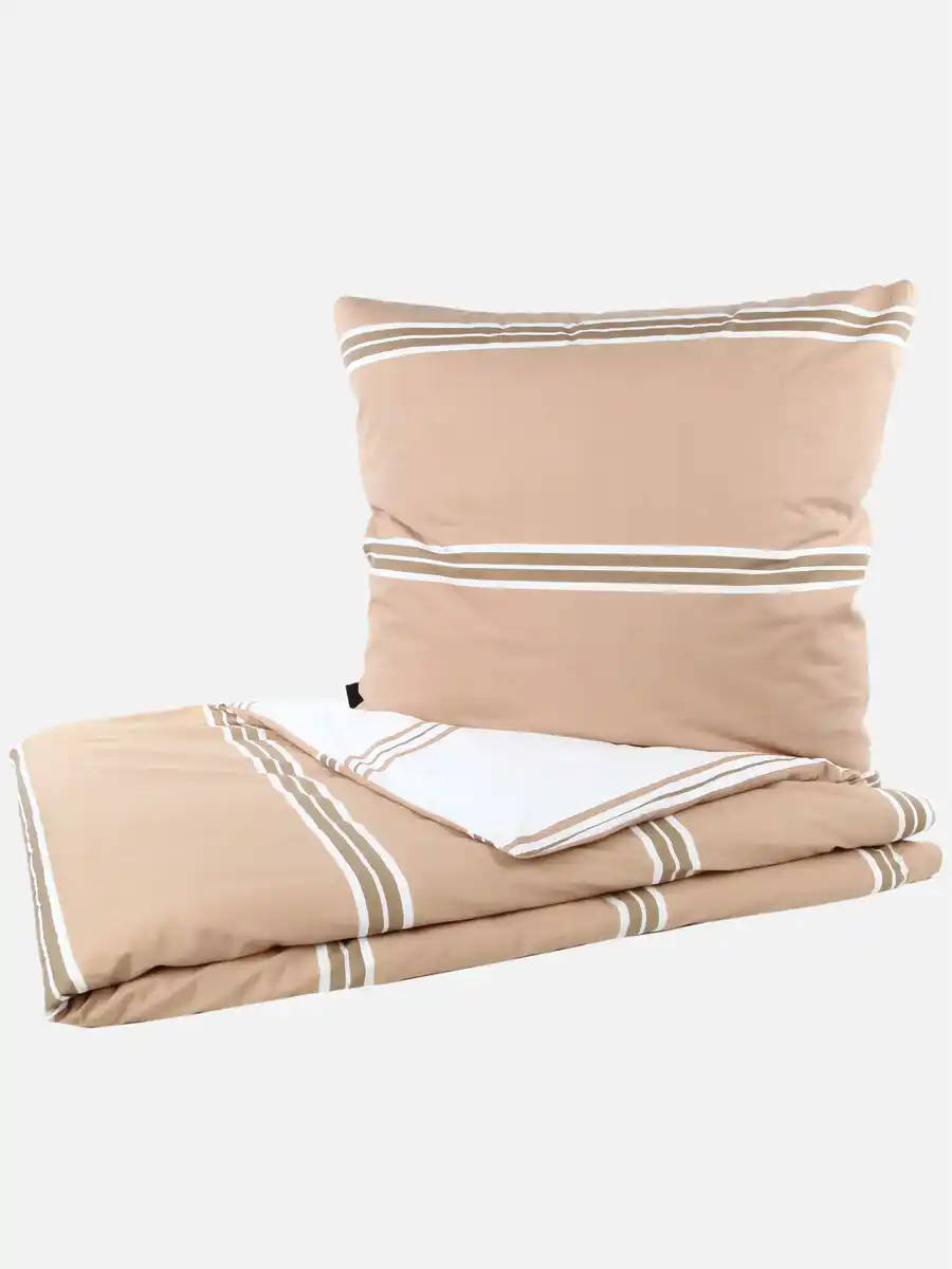 Bild 1 von Renforce Bettwäsche mit Streifen, 135x200cm Braun