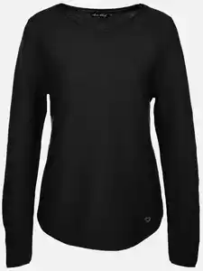 Damen Struktur Pullover Schwarz