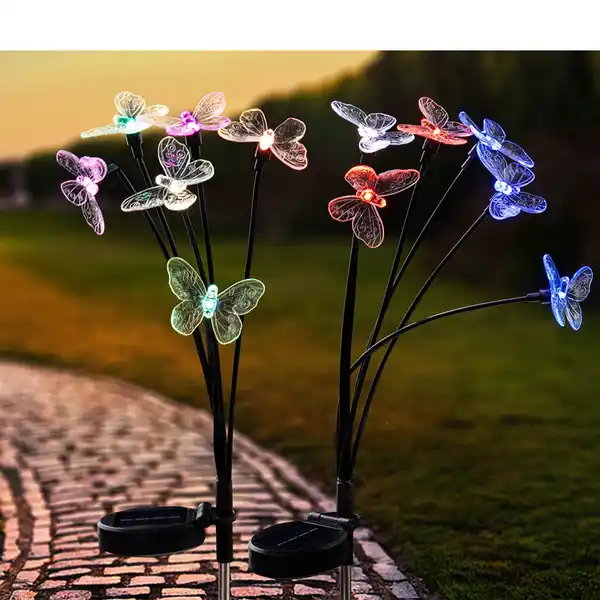 Bild 2 von LED-Solar-Flexi-Gartenstecker 2er-Set - Schmetterling Farbwechsel