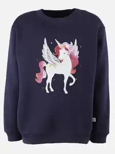 Mädchen Sweatshirt mit Einhornmotiv Marine