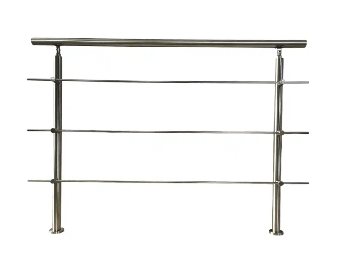 Bild 3 von Treppengeländer Set - ca. 120x 106,5 cm, Edelstahl inkl. 3 Querstäben und 2 Pfosten