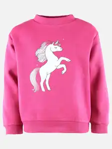 Mädchen Sweatshirt mit Einhornmotiv Pink