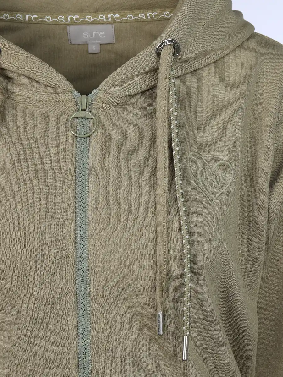 Bild 3 von Damen Sweatcardigan mit Kapuze Oliv