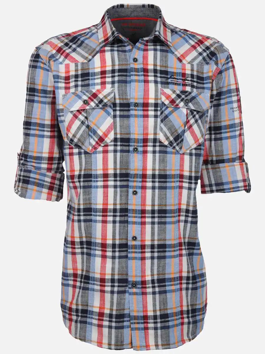 Bild 1 von Herren Freizeithemd mit langen, krempelbaren Ärmeln Blau