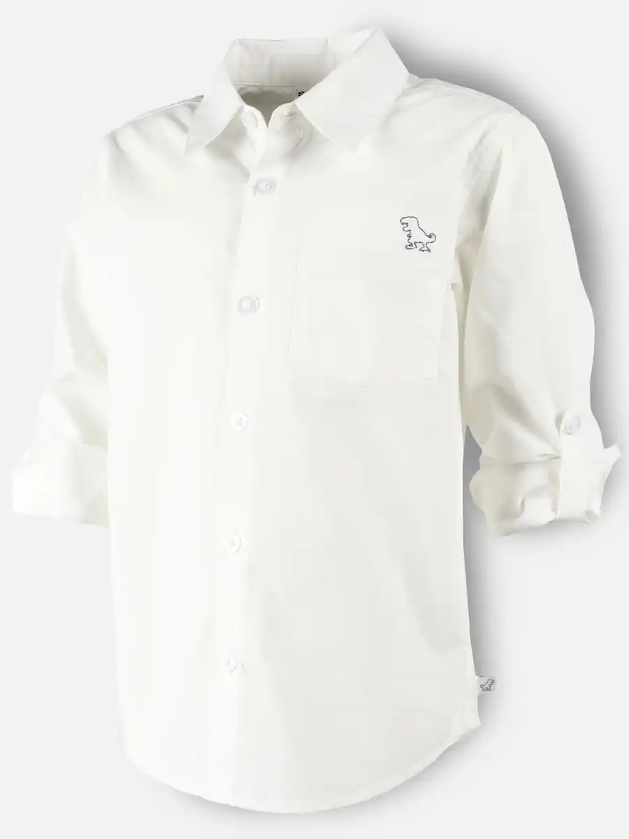 Bild 3 von Jungen Hemd mit kleiner Dinostickerei Weiß