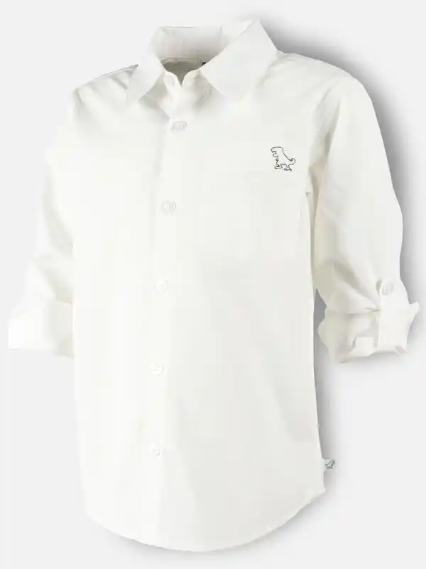 Bild 3 von Jungen Hemd mit kleiner Dinostickerei Weiß