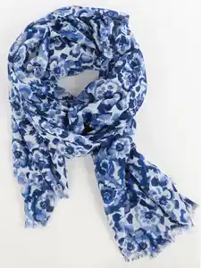 Damen Schal mit Blumenprint Blau