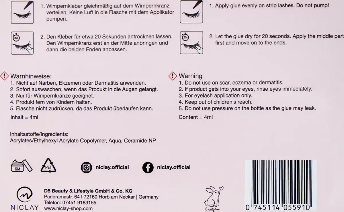 Bild 3 von NICLAY Wimpernkranz Kleber transparent, 4 ml