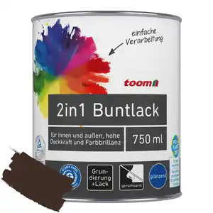 toom 2in1 Buntlack 'Edelbraun' schokobraun glänzend 750 ml