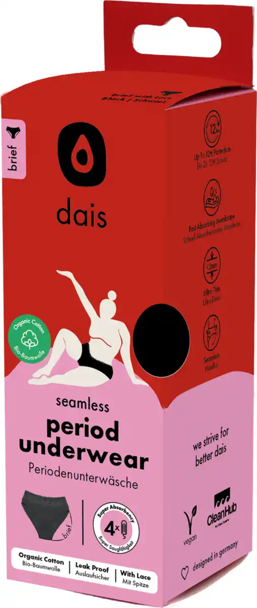 Bild 2 von dais Periodenunterwäsche Slip mit Spitze Gr. M schwarz