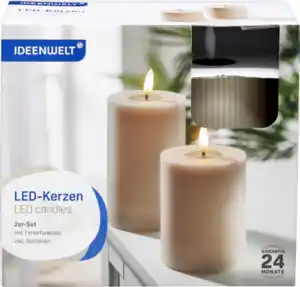 IDEENWELT 2er Set LED-Kerzen gerillt