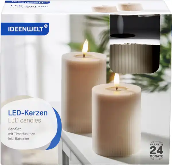 Bild 1 von IDEENWELT 2er Set LED-Kerzen gerillt