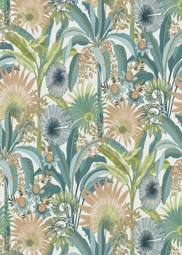 Bild 1 von Rasch Rauhfaser-Vliestapete Martinique Floral türkis 10,05 x 0,53 m