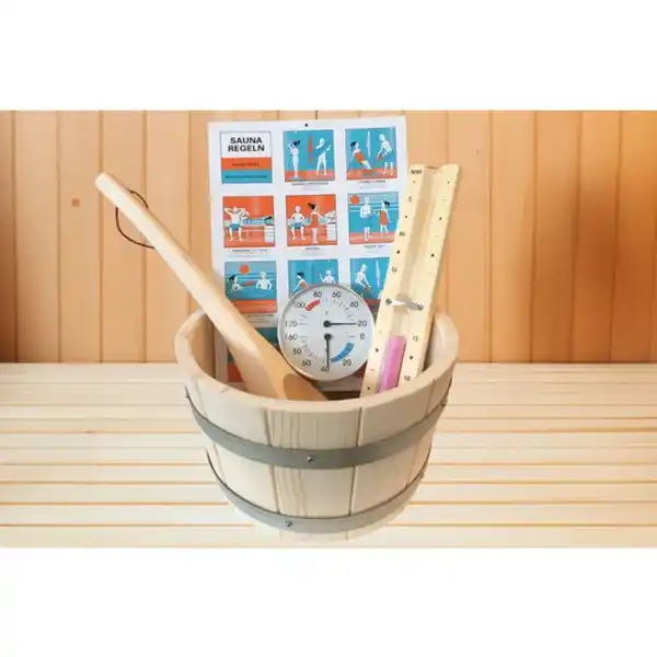 Bild 3 von KARIBU Fasssauna »Lauvas 2«, BxLxH: 224x299x229 cm, mit 9 kW Ofen, externe Steuerung
