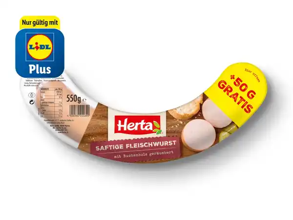 Bild 1 von Herta Saftige Fleischwurst,  550 g