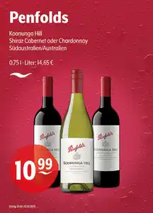 Penfolds Koonunga Hill Shiraz Cabernet oder Chardonnay Südaustralien/Australien