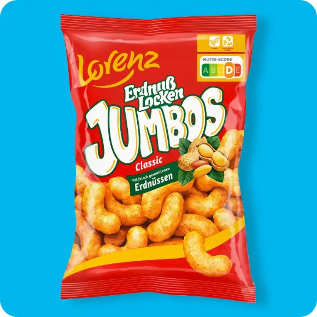 Bild 1 von LORENZ Erdnuß-Locken, Jumbos Classic oder Classic leicht (30 % weniger Fett als herkömmliche Erdnussflips)