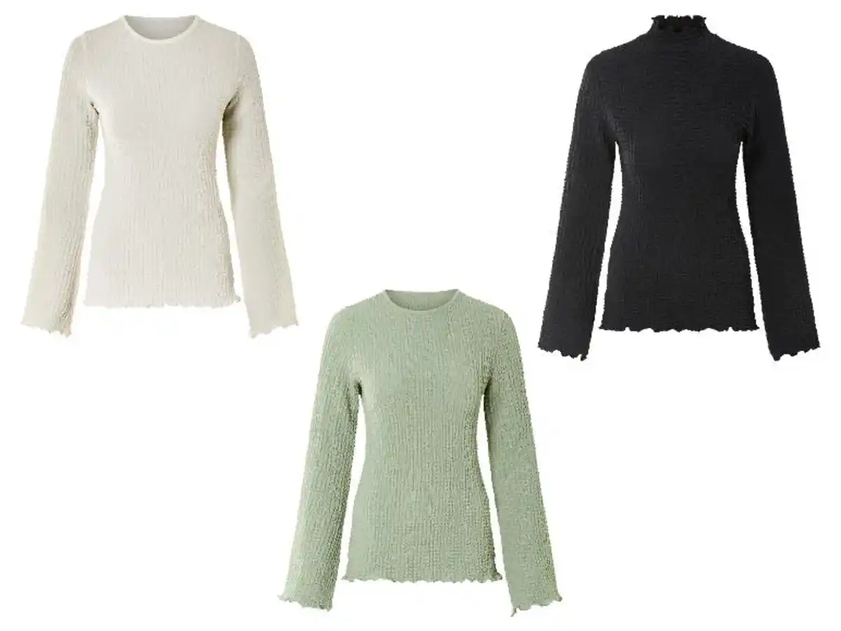 Bild 1 von esmara® Damen Langarmshirt, mit modischem Jacquard-Jersey