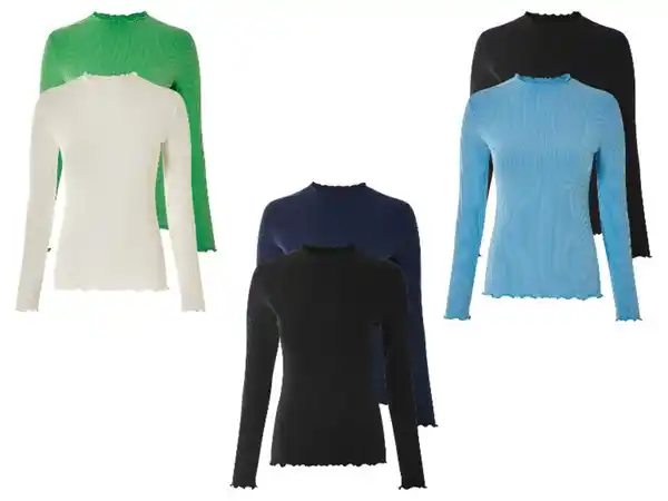 Bild 1 von esmara® Damen Langarmshirts, 2 Stück, aus weicher Ripp-Qualität