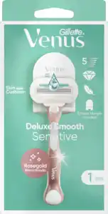 Gillette Venus Rasierer, Deluxe Smooth Sensitive Rosegold + Duschhalterung