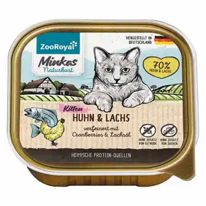 ZooRoyal Minkas Naturkost Kitten Huhn und Lachs mit Cranberries 100g