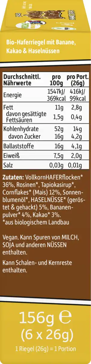 Bild 2 von Freche Freunde Kids Kalles Bio Müsli Riegel - Banane Kakao, 156 g