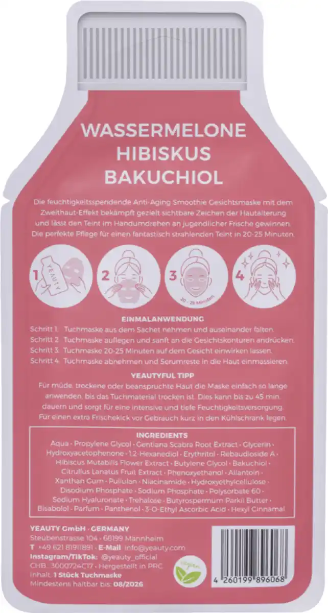 Bild 2 von YEAUTY Tuchmaske Watermelon-Hibiscus-Bakuchiol