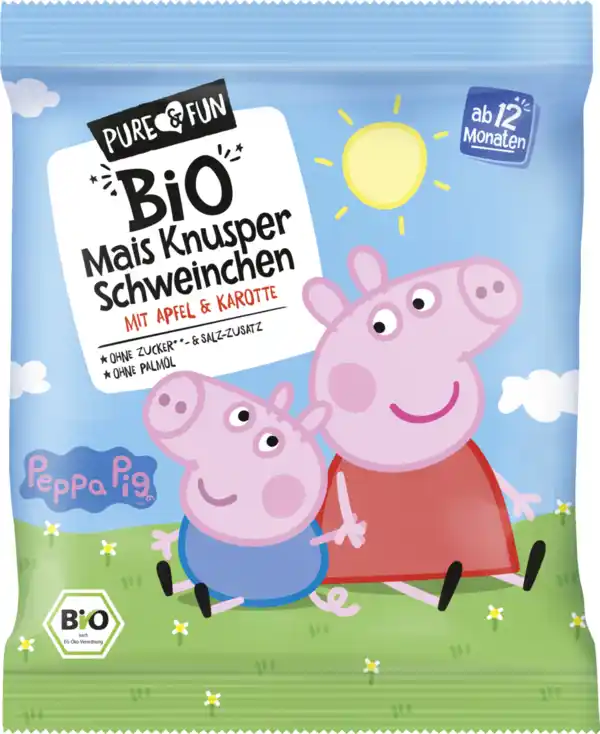 Bild 1 von Pure&Fun Peppa Pig Bio Mais Knusper Schweinchen, 30 g