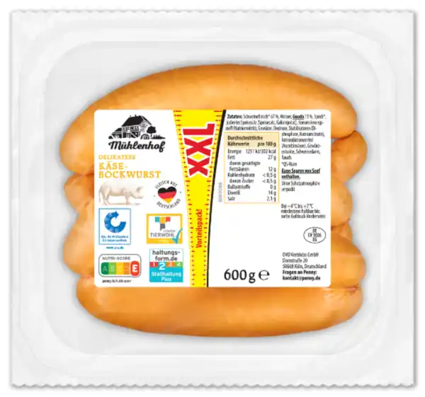 Bild 1 von MÜHLENHOF XXL Käse-Bockwurst*