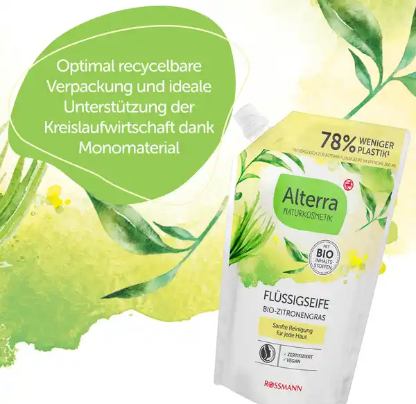 Bild 2 von Alterra NATURKOSMETIK Flüssigseife Bio-Zitronengras Nachfüllbeutel, 500 ml