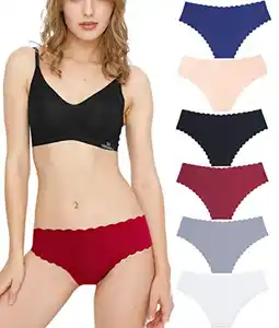 Donpapa Damen Unterwäsche Nahtlos Slips Seamless Panties Hipster Mikrofaser Bequeme Unterhosen Streifen Bikinis Taillenslips 3/6 Pack