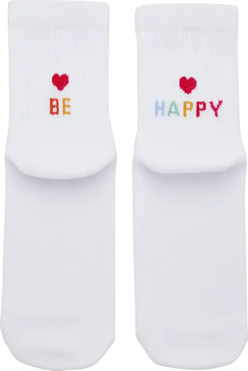 Bild 1 von IDEENWELT Rippsocken mit Fersendesign Be Happy Gr. 35/38