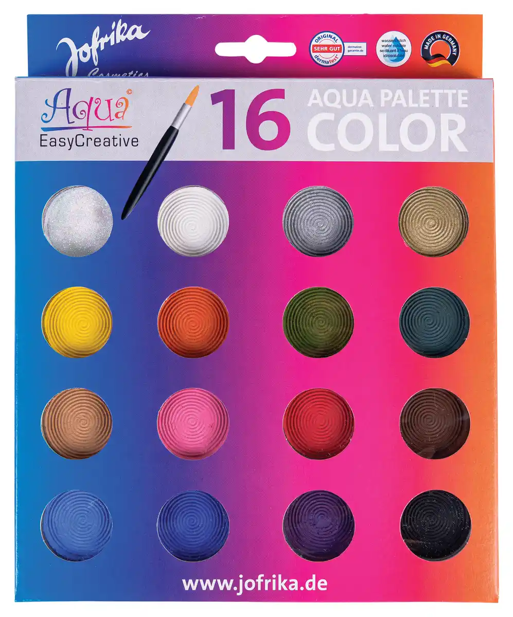 Bild 1 von Jofrika Aqua Color Palette mit 16 Farben, 9 g 16 Schminkfarben