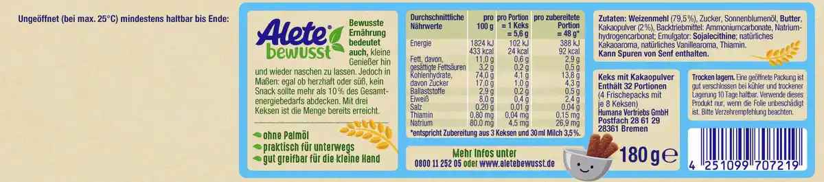 Bild 2 von Alete bewusst Alete bewusst Kinderkeks Schoko 180g, 180 g