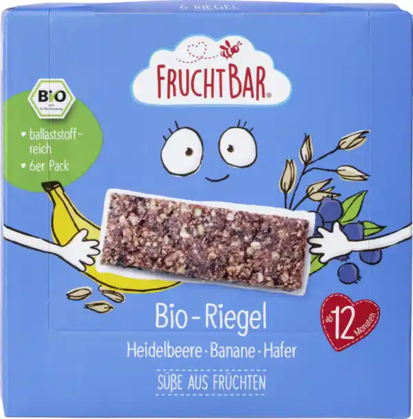 Bild 1 von FruchtBar Bio-Riegel Heidelbeere-Banane-Hafer, 138 g