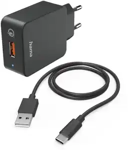 Schnellladegerät (19,5W) mit USB-Type-C-Ladekabel (1,5m) schwarz