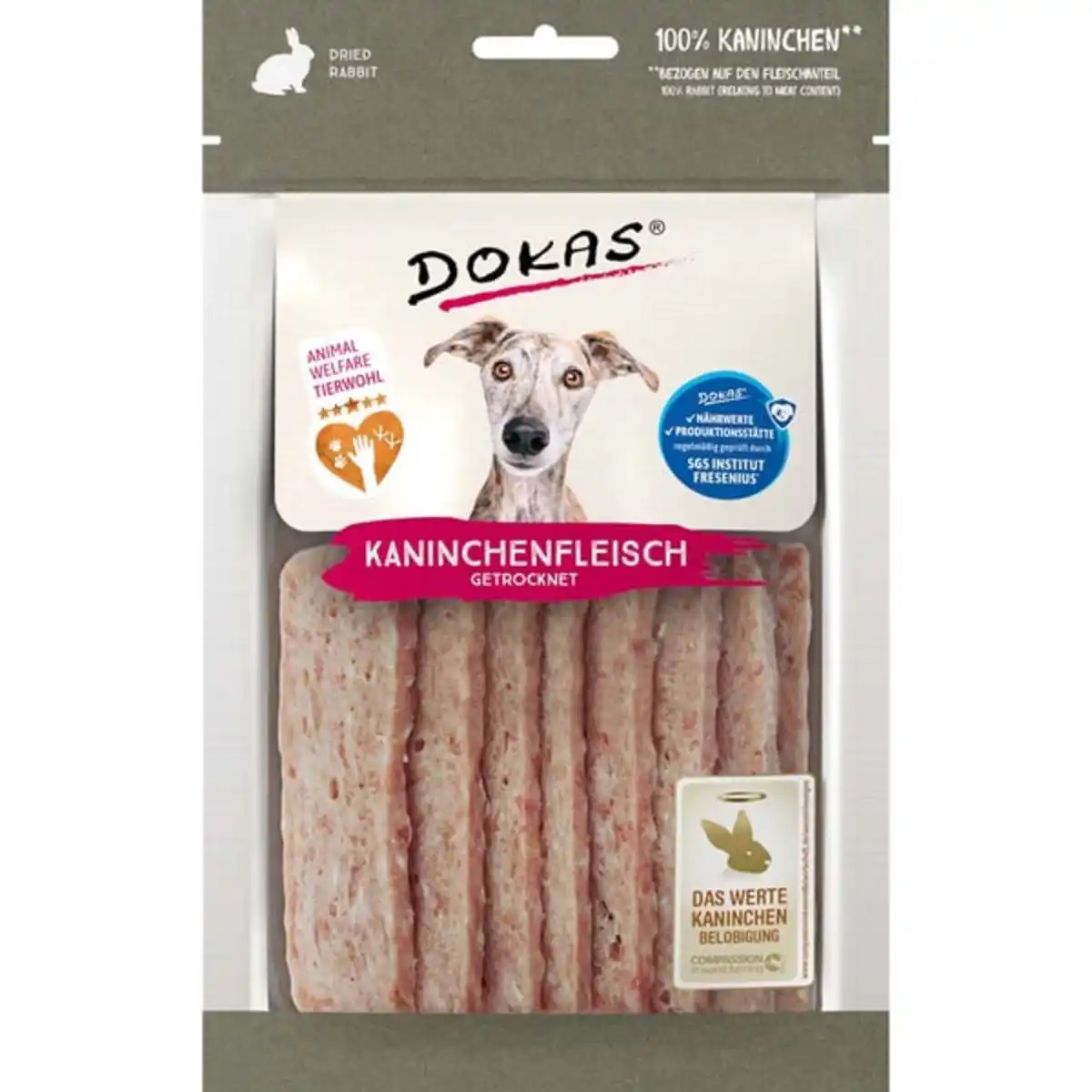 Bild 1 von Dokas Hundesnack Kaninchenfleisch getrocknet 70g