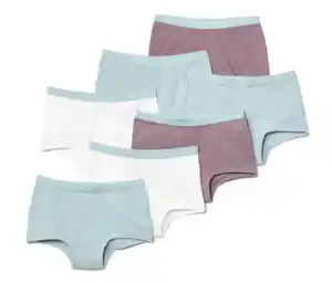 7 Kinder-Pantys, weiß/mauve/hellblau
