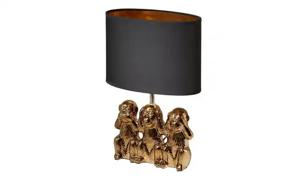 Bild 3 von KHG Keramik-Tischleuchte, 1-flammig, goldfarbig `3 Affen`