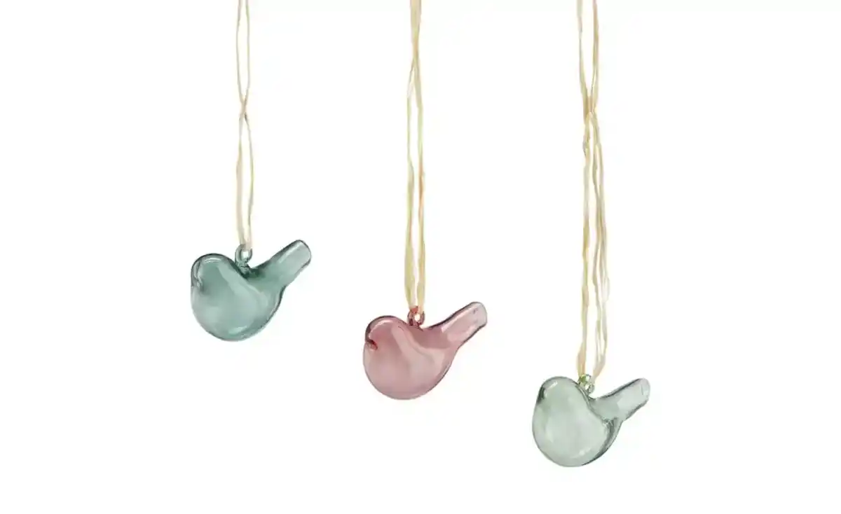 Bild 1 von Deko Vogel Anhänger, 3er Set ¦ mehrfarbig ¦ Glas, Naturprodukte ¦ Maße (cm): B: 6 H: 3,5 T: 3 Dekoration > Dekoartikel - Möbel Kraft