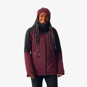 WEDZE Skijacke Damen vielseitig und warm - FR100 bordeauxrot/schwarz