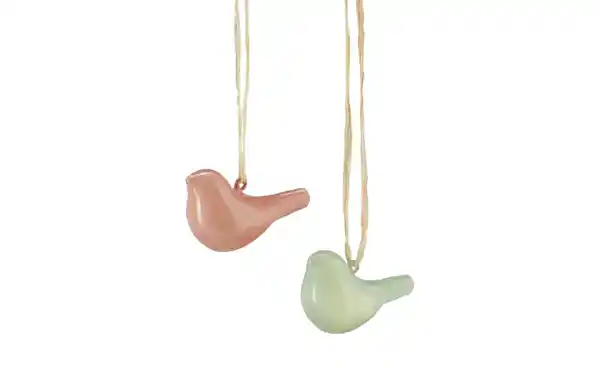 Bild 1 von Deko Vogel Anhänger, 2er Set ¦ mehrfarbig ¦ Glas, Naturprodukte ¦ Maße (cm): B: 9 H: 5 T: 4 Dekoration > Dekoartikel - Möbel Kraft