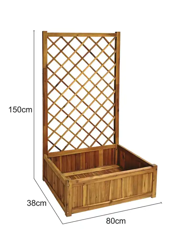 Bild 3 von Pflanzkasten Pflanztopf Blumentopf mit Rankhilfe 150 x 80 x 38 cm FSC braun