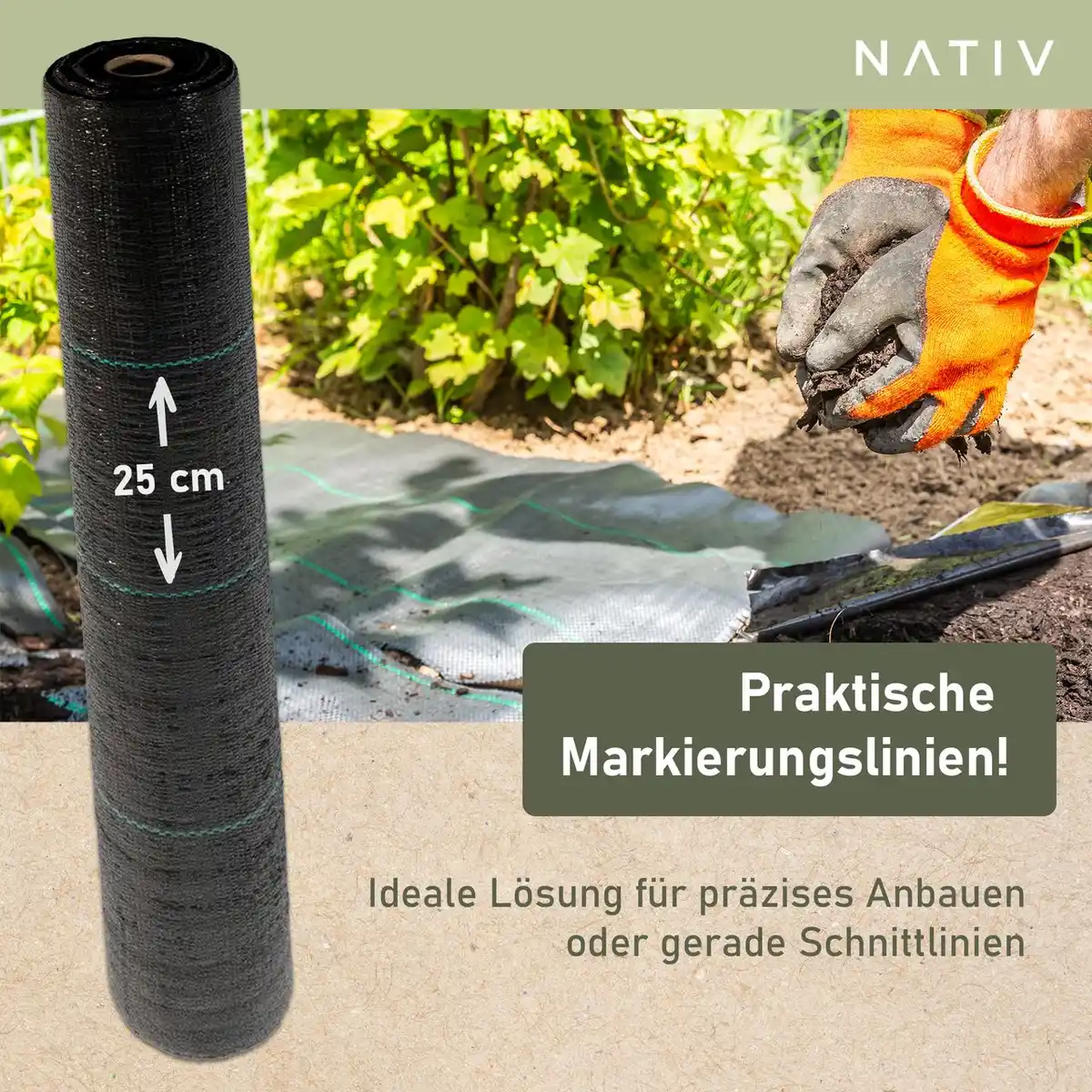 Bild 3 von Unkrautvlies 1x10m, Gartenvlies schwarz, Bodenvlies reißfest