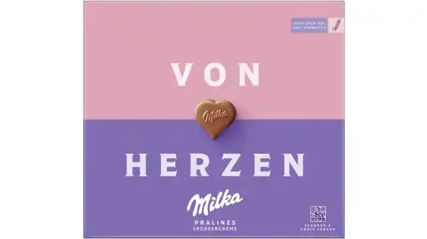 Bild 1 von Milka Pralines Erdbeere sortiert