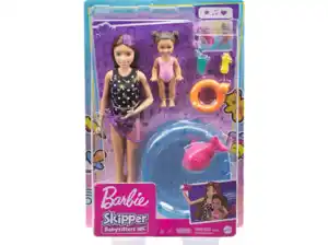 BARBIE Skipper Babysitter, Spielset mit Baby-Puppe und Pool Spielzeugpuppe Mehrfarbig, Mehrfarbig