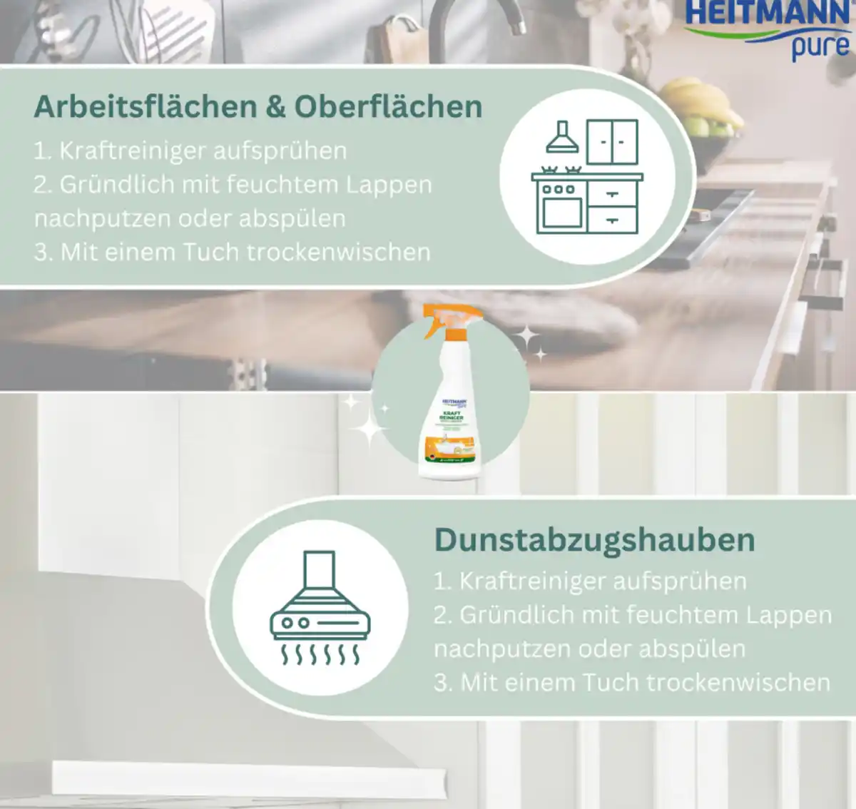 Bild 4 von Heitmann pure Kraftreiniger Essig + Orange, 500 ml